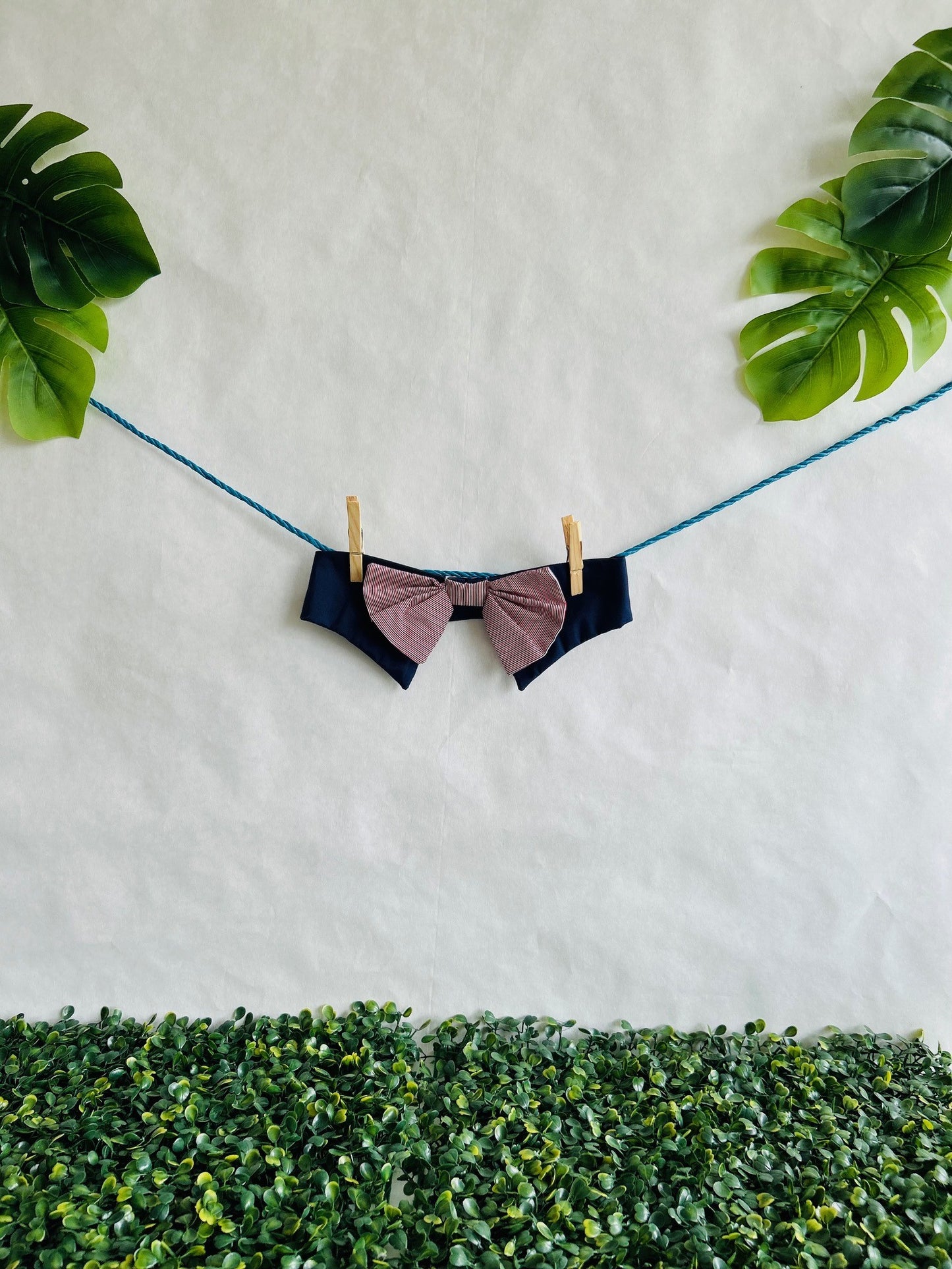 Blue & Red Line Bow Tie