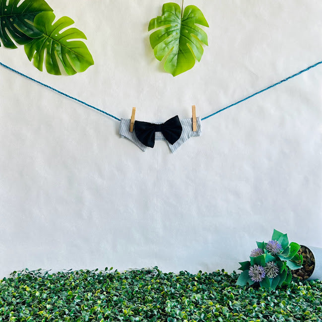 Black & Blue Line Bow Tie