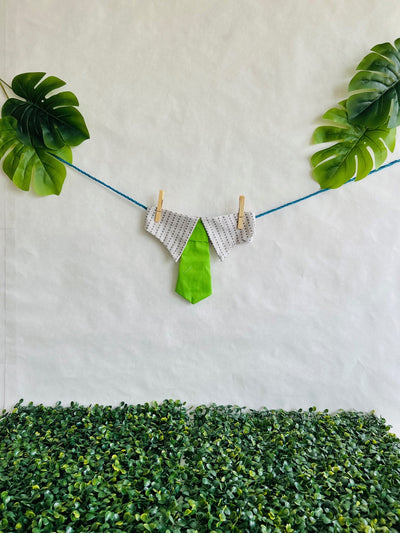 Green & Gray Square Neck Tie